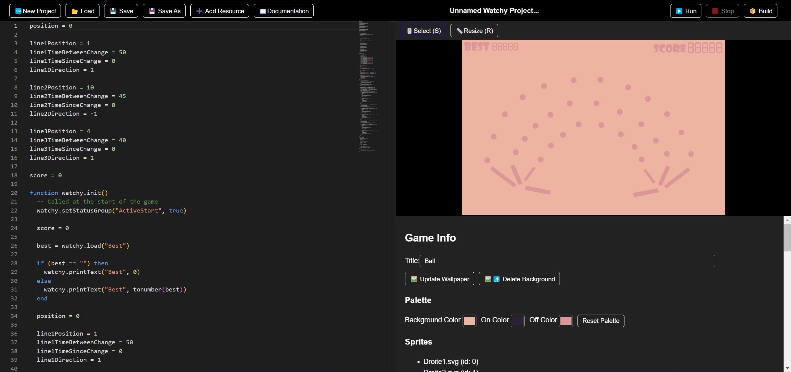 L'éditeur de Watchy